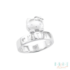 Hello Kitty凱蒂貓-時代-刻字銀飾戒指(女)