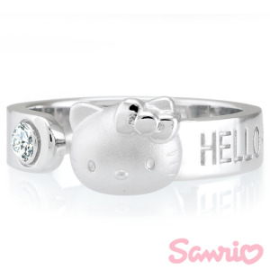 Hello Kitty凱蒂貓-擁抱-銀飾戒指