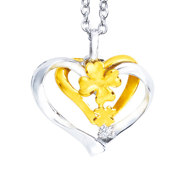 心貼近-金加銀墜子(附白鋼項鍊)