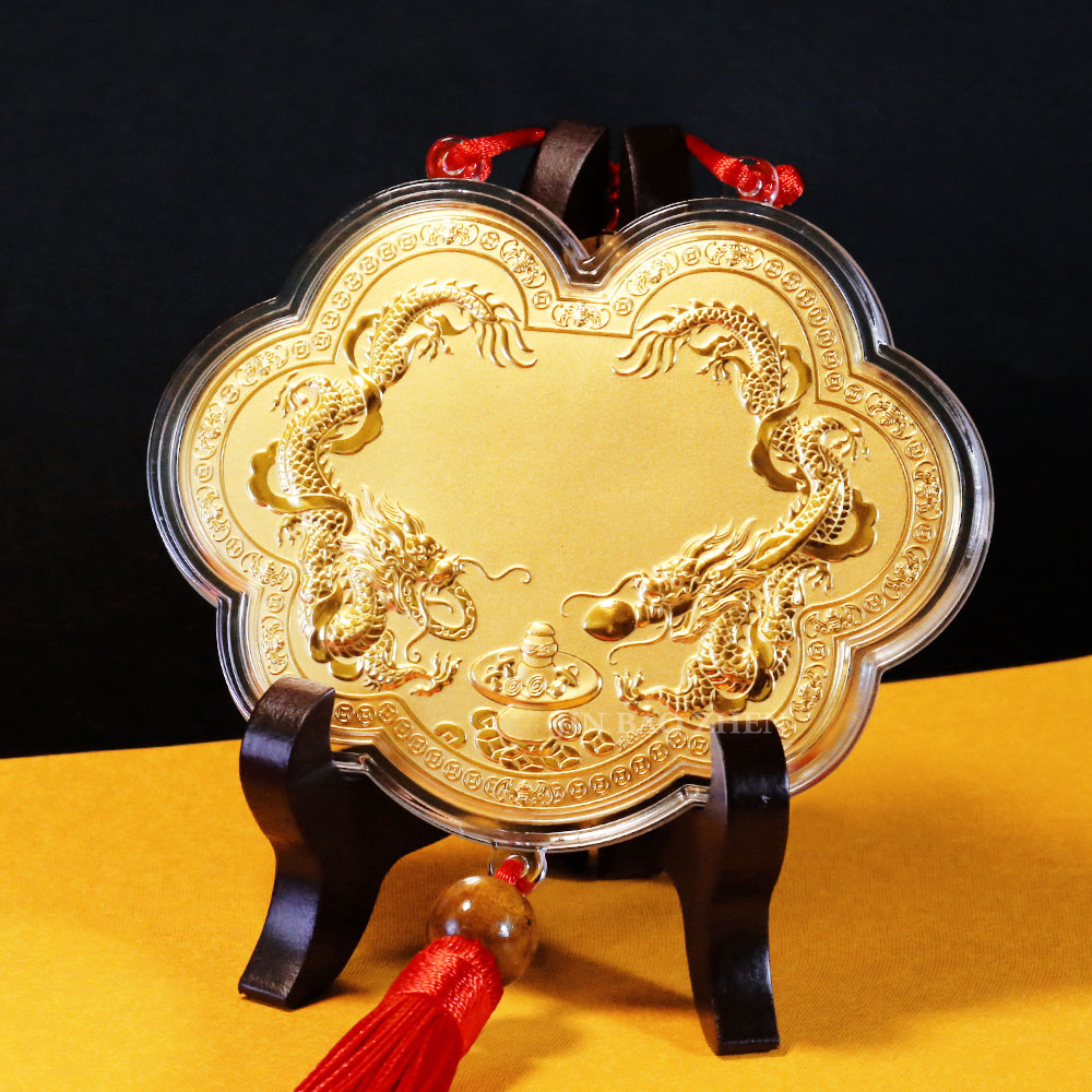 三太子/中壇元帥神明金牌10cm(小)-如意雙龍聚財 (0.03錢)