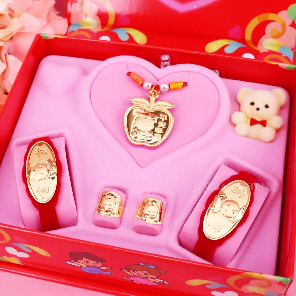 平平安安-彌月金飾音樂禮盒(0.30-1.00錢)-含一對戒指