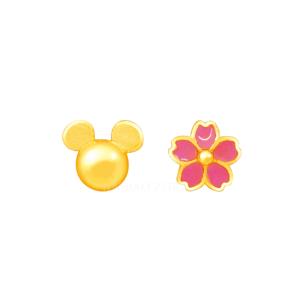 小花米奇-黃金耳環
