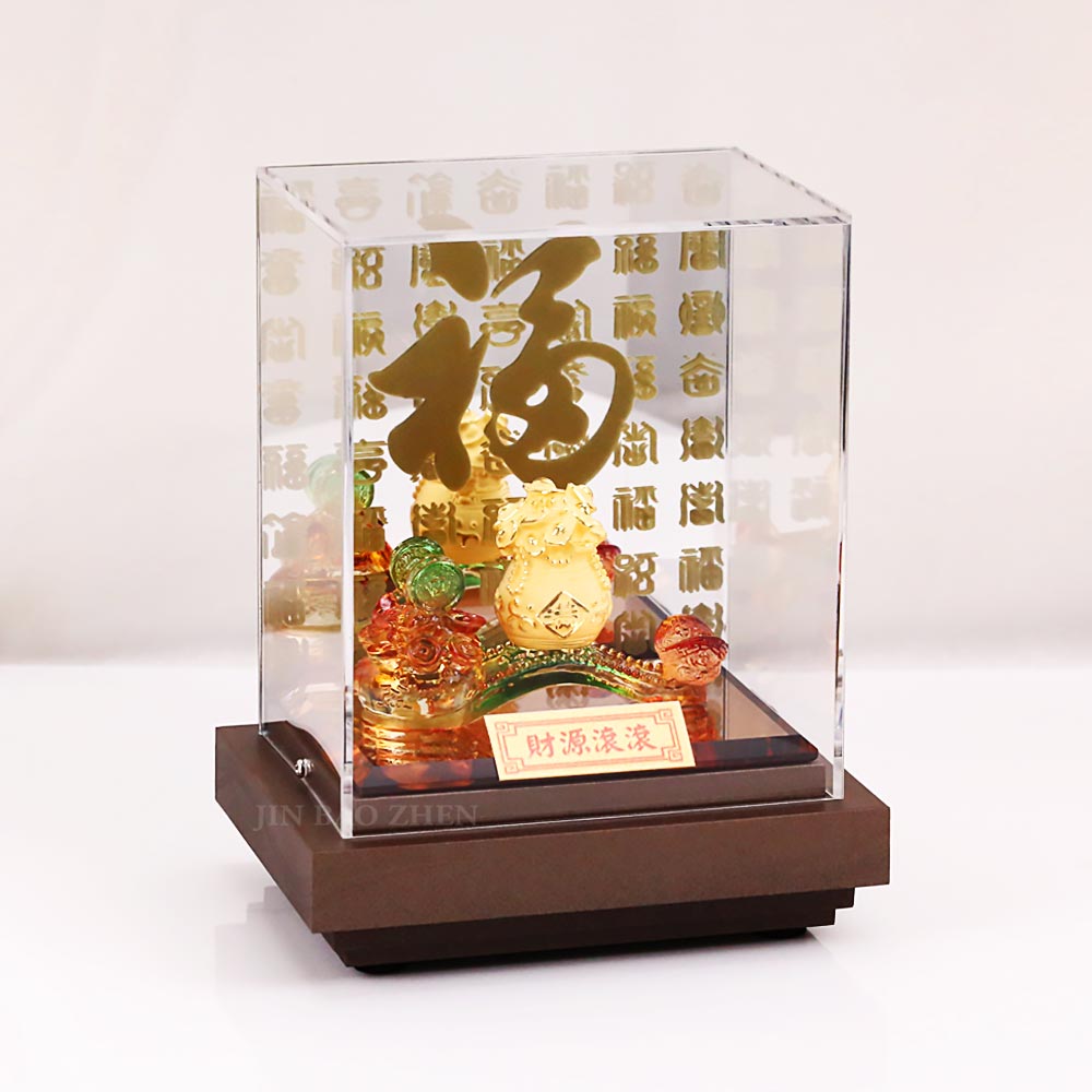 財源滾滾-聚寶盆造型純黃金藝術擺件