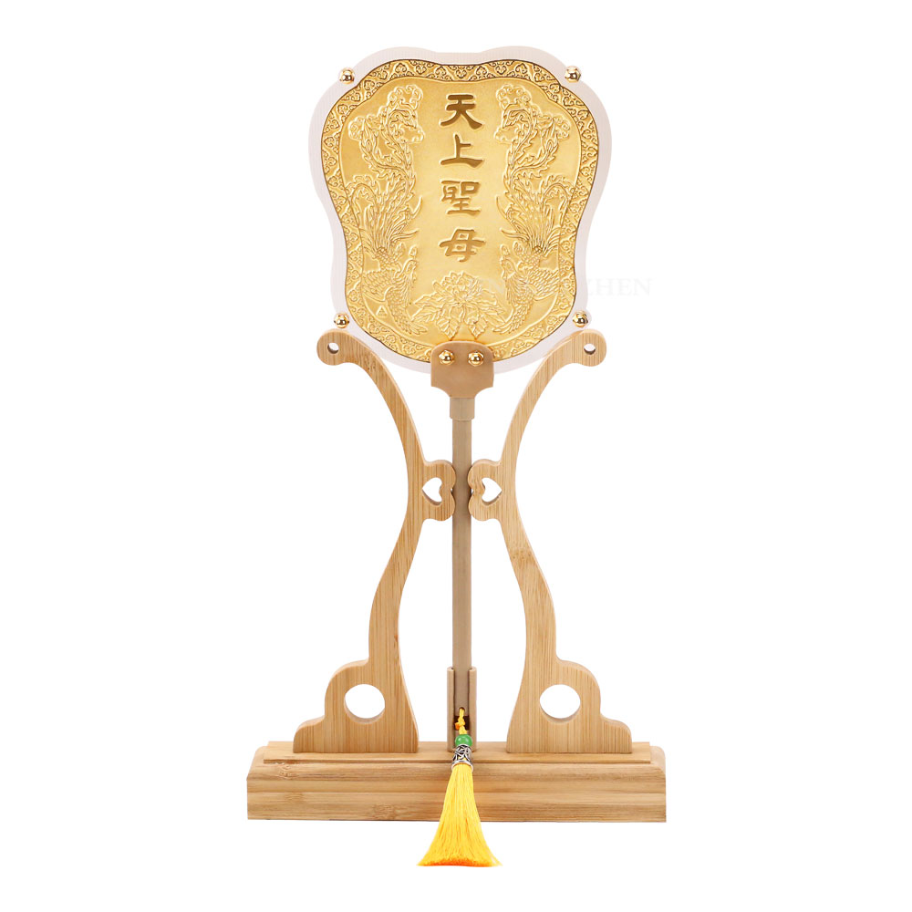 純金媽祖日月扇-3錢大尺寸媽祖金扇