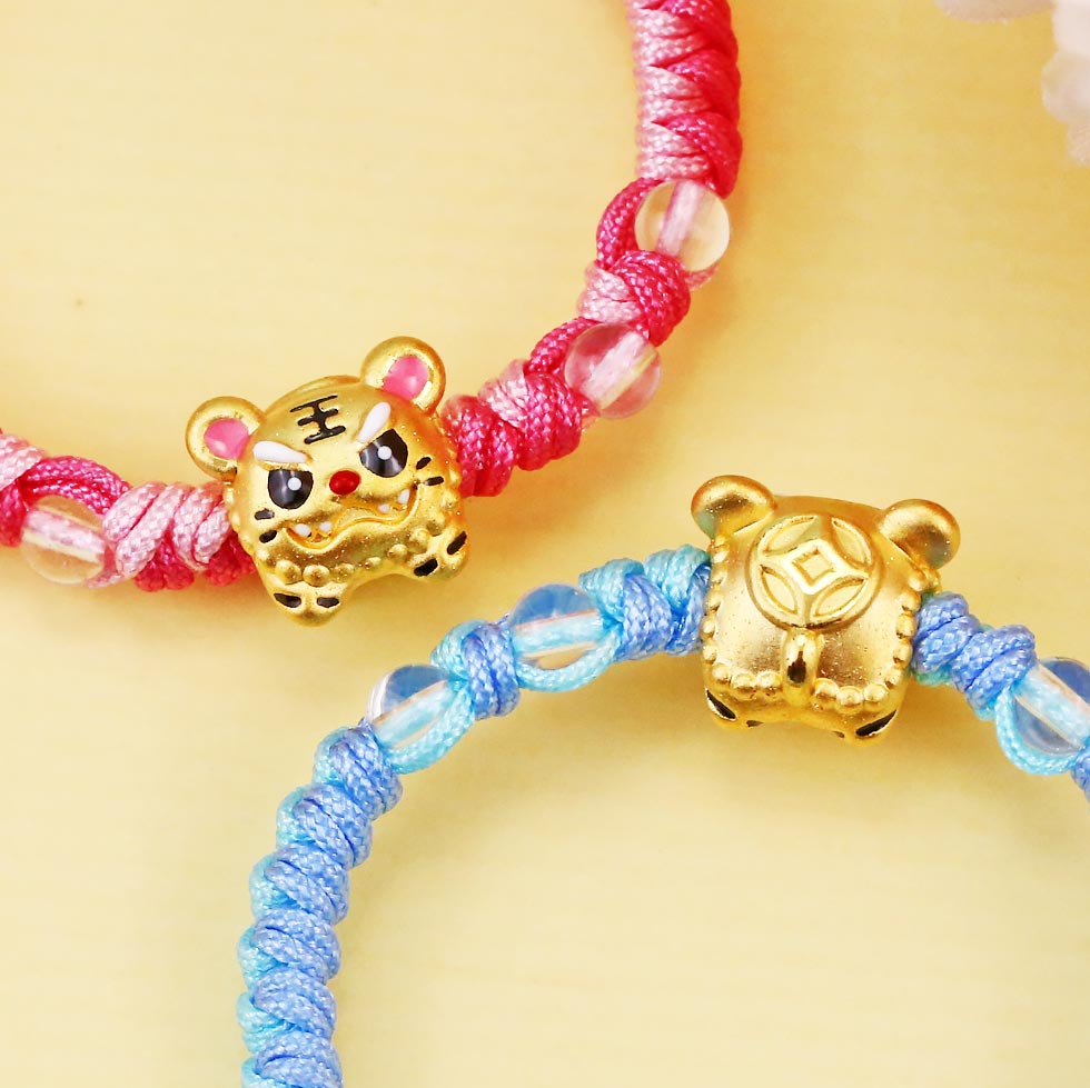 虎爺黃金彌月手鍊-編織款