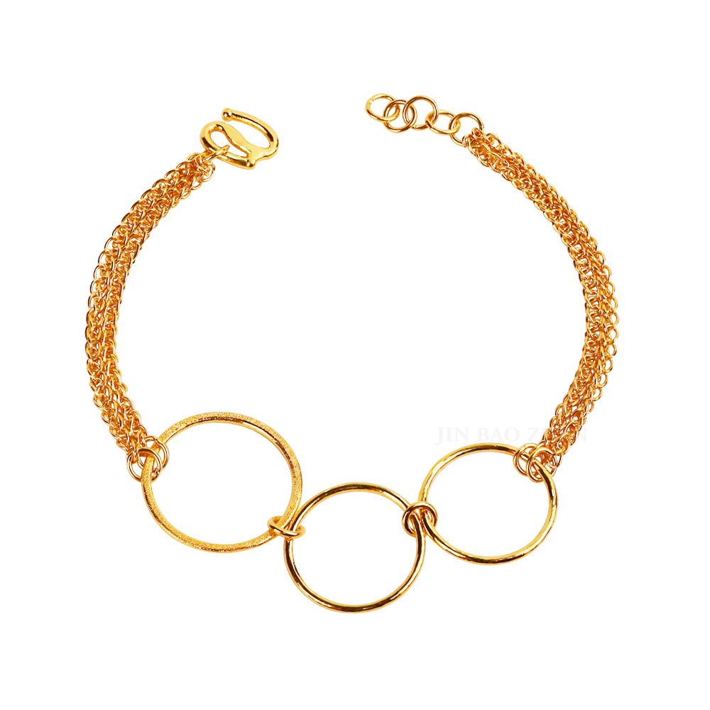 磨砂圓形雙層黃金手鍊