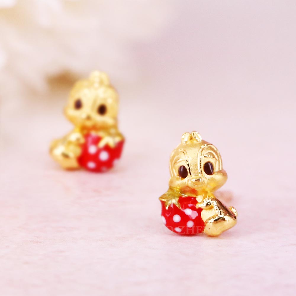 奇奇蒂蒂草莓黃金耳環