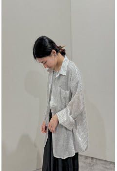 泡泡凹紋直條紋襯衫