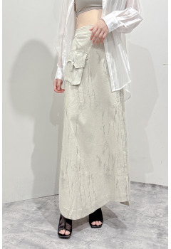 單口袋大理石紋弧形下擺傘裙