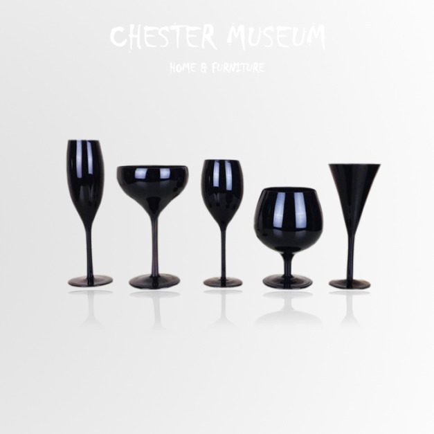 純黑色玻璃紅酒杯組