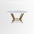 金色不鏽鋼卡拉拉白大理石圓桌