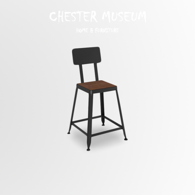 工業風實木餐椅(B款)