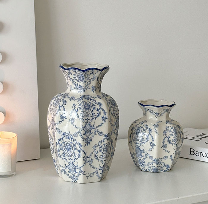 流】古美術品 服部時計店 菊桐文 七宝花瓶 共箱 UE562 古典
