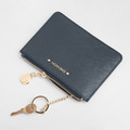 CHENSON真皮 超薄8mm十字紋3卡零錢包 深藍(W00993-9)_11