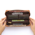 CHENSON真皮 12卡風琴卡層包覆式長夾 咖(W21425-B)_10