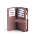 CHENSON 內外全真皮 11卡中夾附獨立零錢袋 豆沙紫(W22604-U)_13
