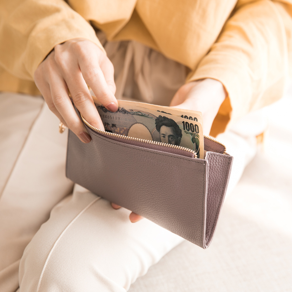 CHENSON真皮 讓錢住飯店 超薄牛皮長夾 豆沙紫(W00018-U)