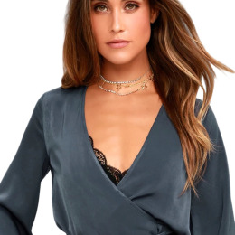 性感百搭 交叉V領深V上衣