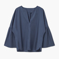 百搭OL風 側小開叉女士喇叭袖襯式上衣_1