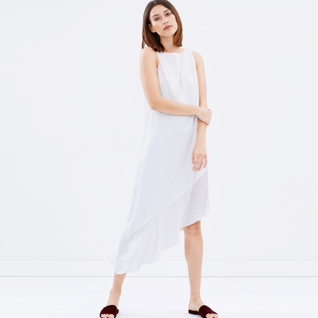 斜下擺不對稱裙擺無袖百搭洋裝
