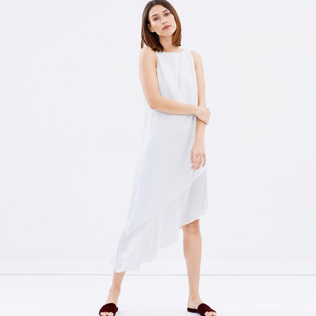 斜下擺不對稱裙擺無袖百搭洋裝