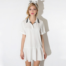 運動款 吸濕排汗POLO式寬鬆連身洋裝