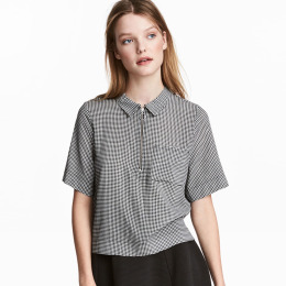 歐美時尚簡約百搭學院風金屬拉鍊口袋裝飾襯衫上衣