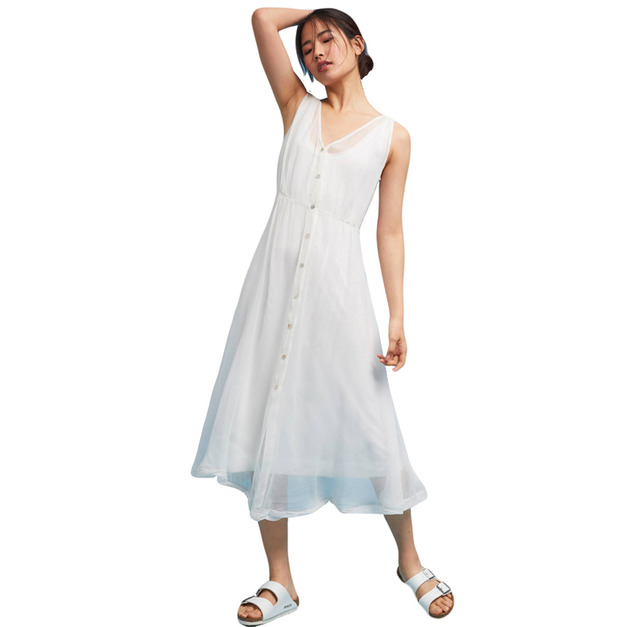 唯美風格 修身無袖微透小洋裝