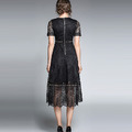 蕾絲花邊拼接 中長款洋裝 (2色)_1