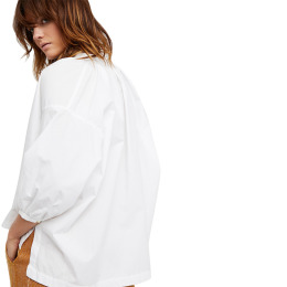 OL氣質側邊短開叉不對稱寬鬆白襯衫