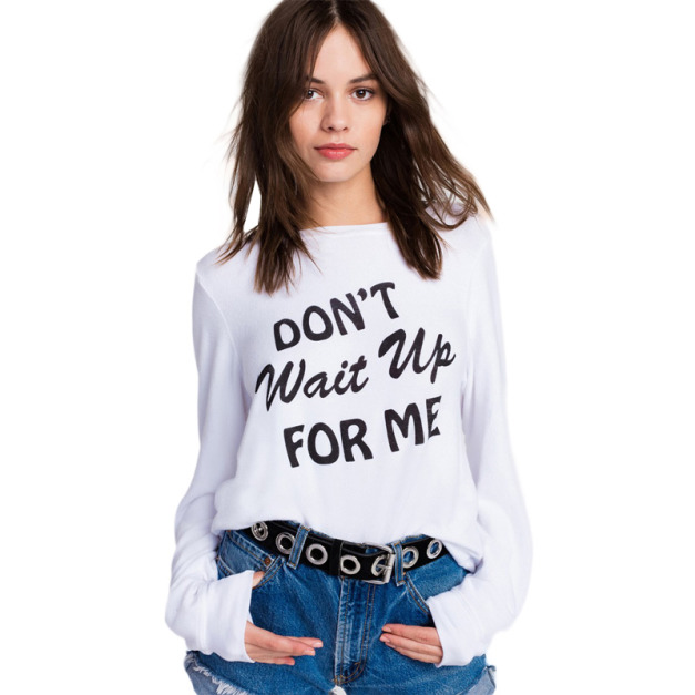 簡約雅痞字母百搭長袖T恤