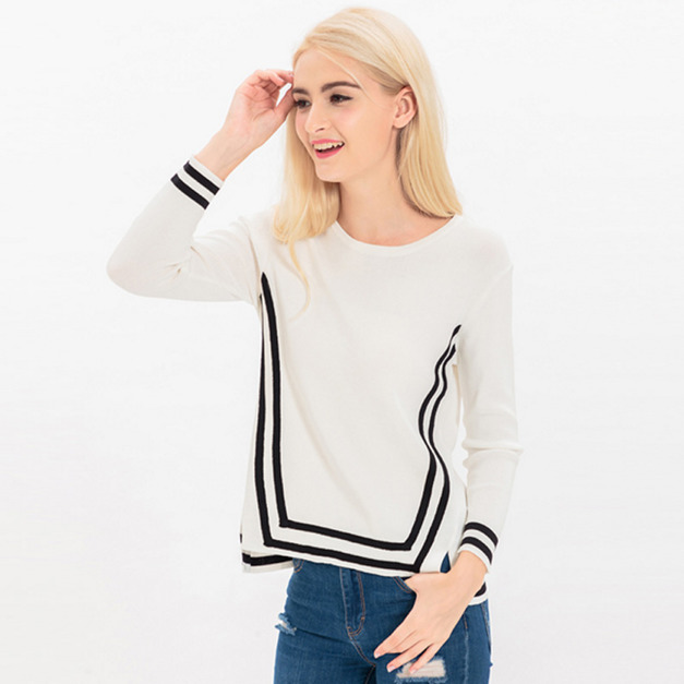 俐落線條 圓領長袖針織衫 (2色)