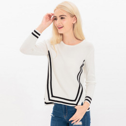 俐落線條 圓領長袖針織衫 (2色)