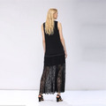 黑色睫毛蕾絲下擺設計感長裙_1