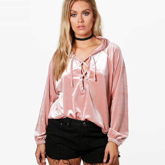 【大尺碼】休閒編織V領 連帽長T恤