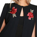 【大尺碼】斗篷披肩 花朵刺繡百搭外套_2