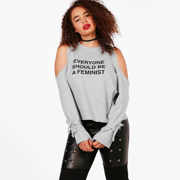 【大尺碼】袖口綁帶 簡約字母印花衛衣 (2色)