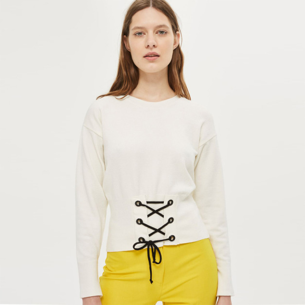 簡約綁帶百搭撞色毛衣