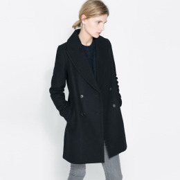 基本款毛呢中長版風衣外套 (4色)