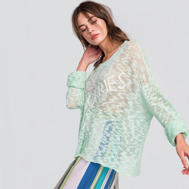 微透字母繡花針織毛衣