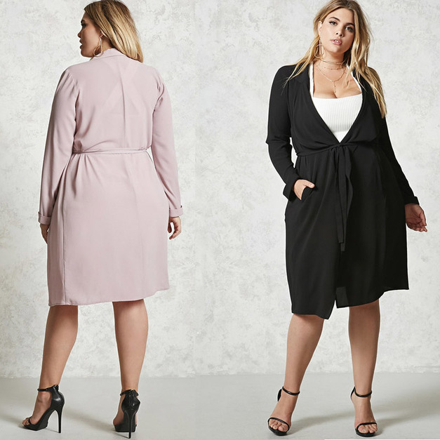 【大尺碼】開衫外搭繫帶百搭外套 (3色)