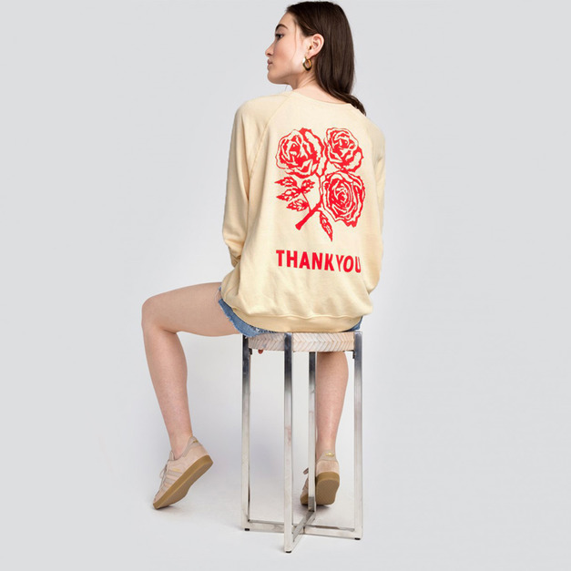 個性後背設計 玫瑰印花長袖上衣