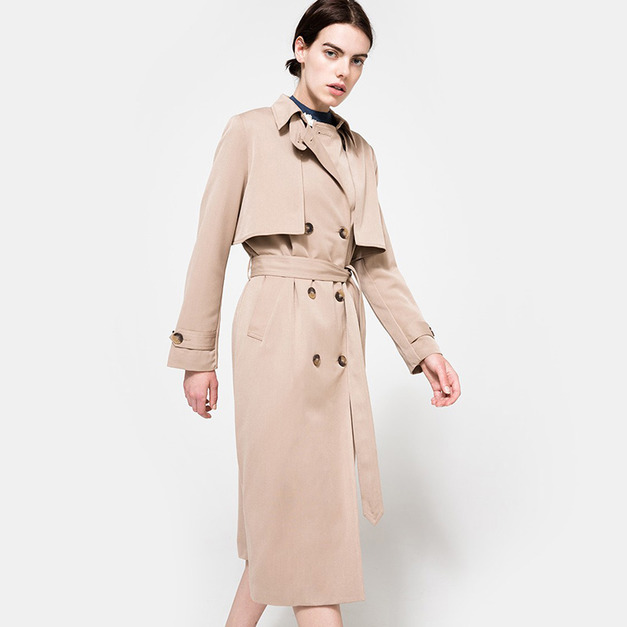 歐風街頭百搭 時尚雙排扣長版風衣大衣