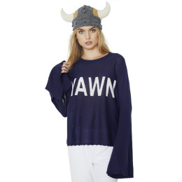 小波浪邊 YAWN學院風字母繡花毛衣