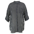 【大尺碼】落肩風格 條紋中長版舒適襯衫_2