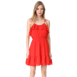 荷葉邊褶皺鬆緊小洋裝