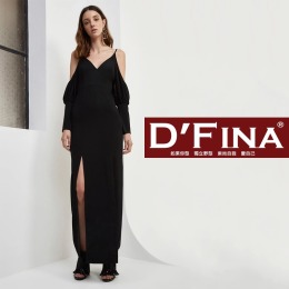 優雅歐風 別緻開叉宴會禮服洋裝 (2色)