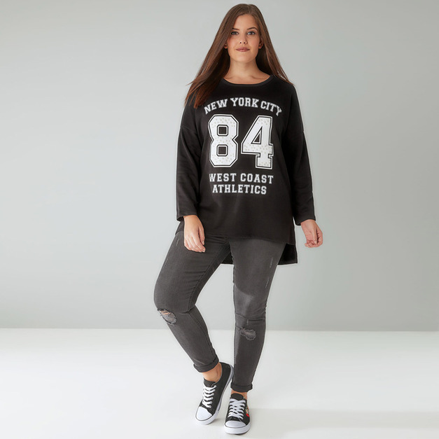 【大尺碼】街頭歐美風 字母仿珍珠裝飾T恤