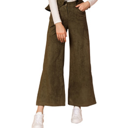 復古休閒風 側開衩長褲喇叭褲 (2色)