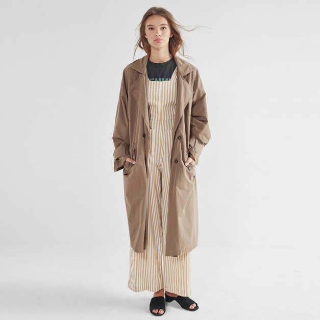 復古風 俐落西裝領後開叉式風衣